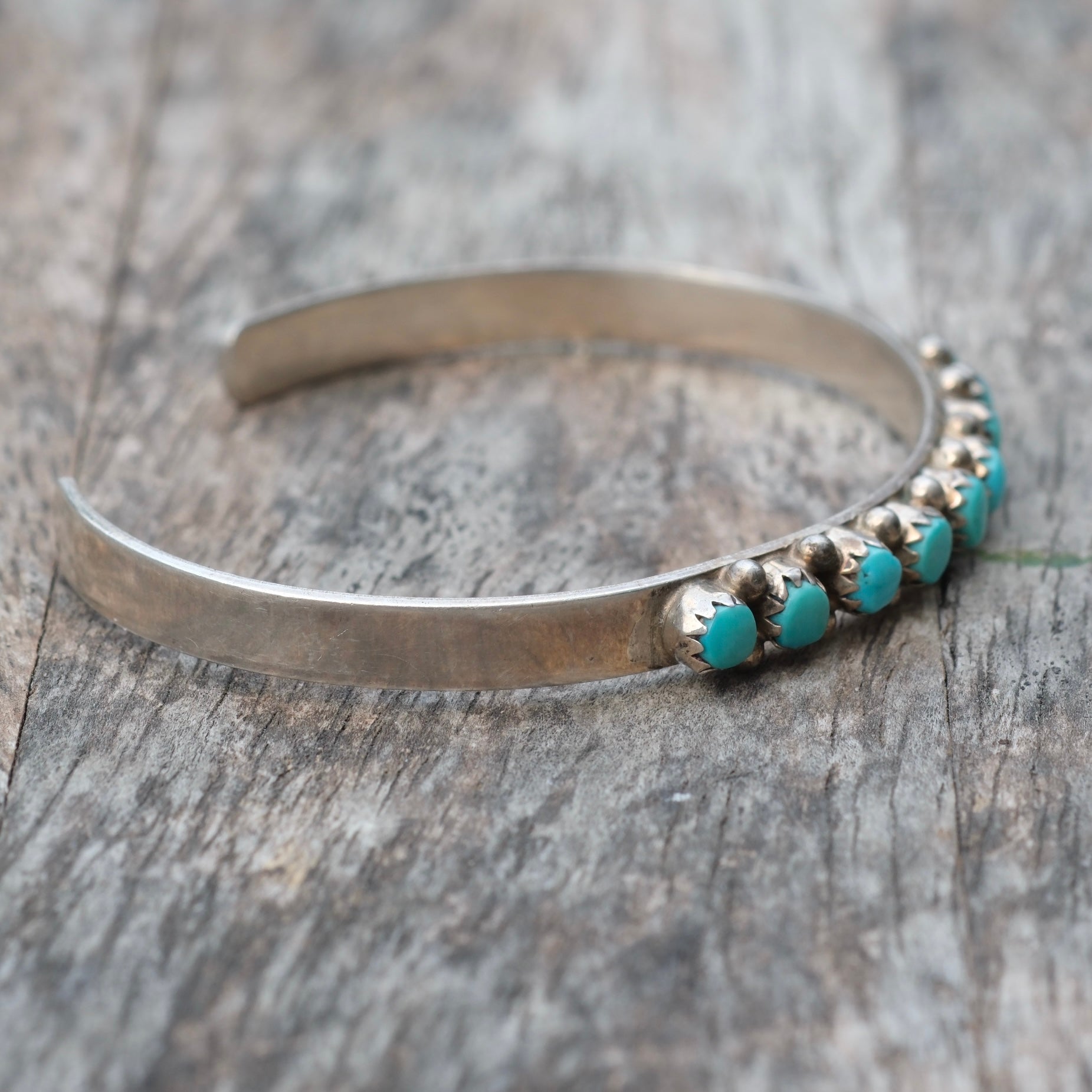 Vintage Sterling Snake Eye Turquoise Cuff Bracelet