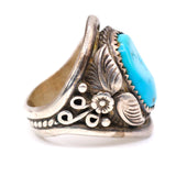 Vintage Sterling Turquoise Feather Ring 7.75