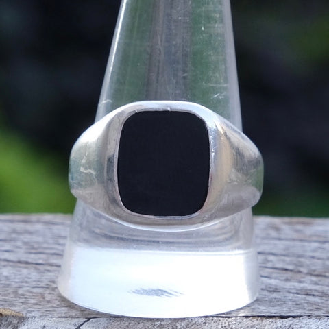 Vintage Sterling Onyx Signet Ring 11.75