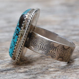 Vintage Sterling Turquoise Stamped Band Ring 7.25