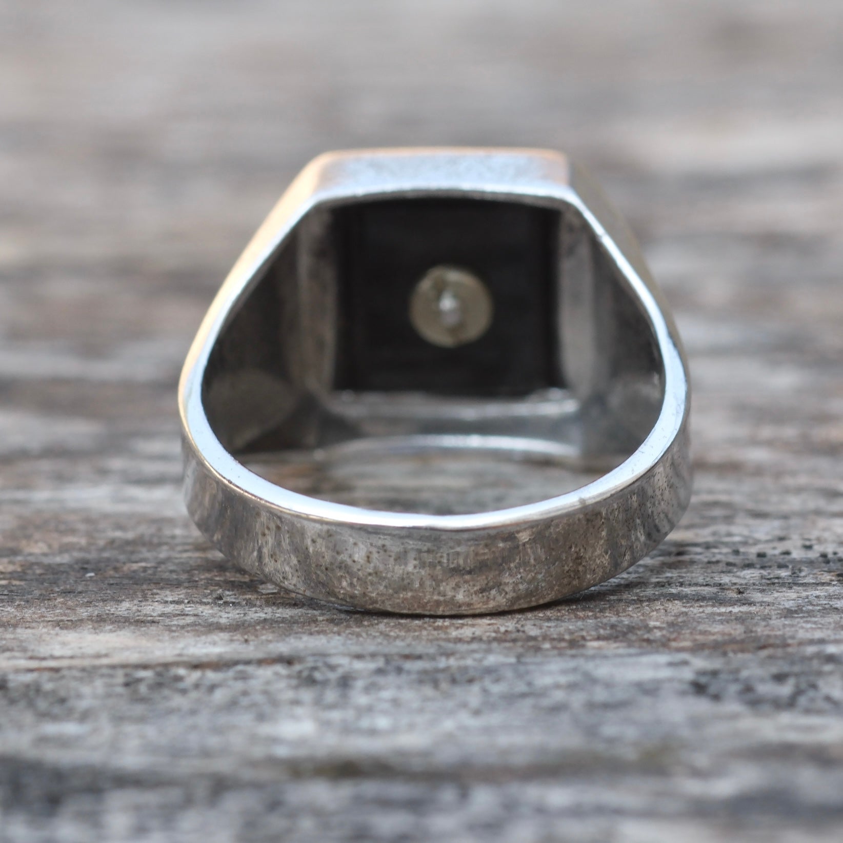 Vintage Sterling H Initial Signet Ring 6.75