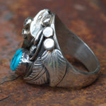 Vintage Sterling Turquoise Claw Ring 12.75