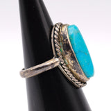 Vintage Sterling Turquoise Roper Ring 5.5
