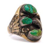 Vintage Sterling 3-Stone Turquoise Feather Ring 11