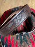 Vintage Dark Brown Leather Eagle Belt- Wrangler Brand