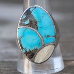 Vintage Sterling Turquoise and Mother Of Pearl Inlay Ring 11