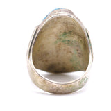 Vintage Sterling Turquoise and Coral Feather Ring 11.5