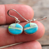 Vintage Sterling Turquoise and Opalite Inlay Earrings