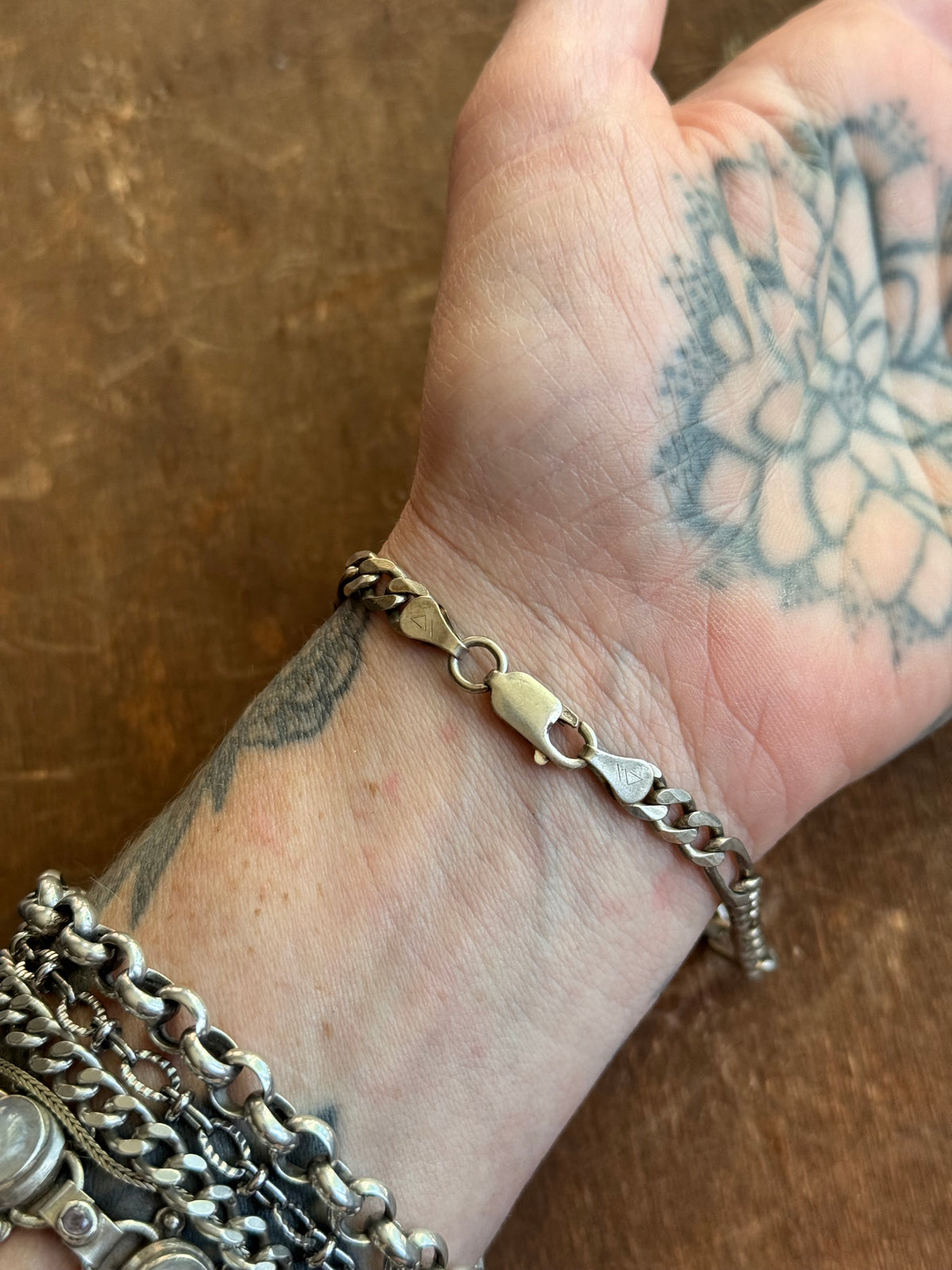 Vintage Sterling Silver 9” Figaro Chain Bracelet