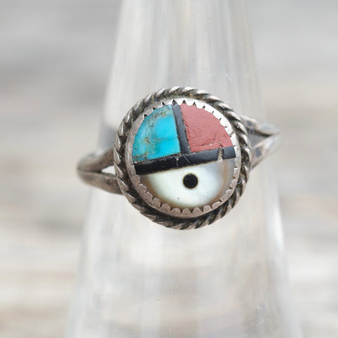 Vintage Sterling Zuni Surface Roper Ring 6.75