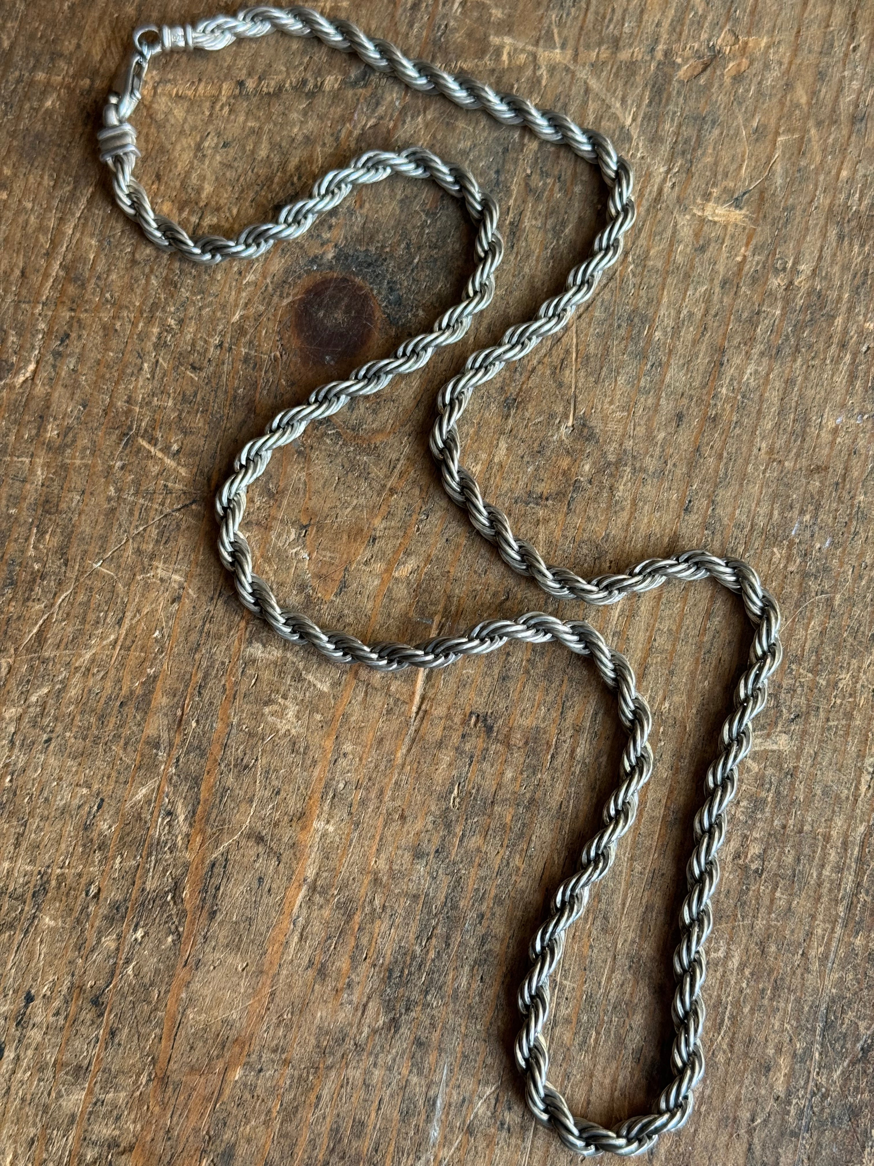 Vintage Sterling Silver 24” Chunky Rope Chain