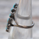 Vintage Sterling Turquoise Inlay Cluster Ring 4.5