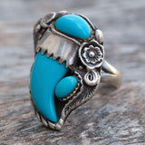 Vintage STerling Turquoise Claw Ring 6.5