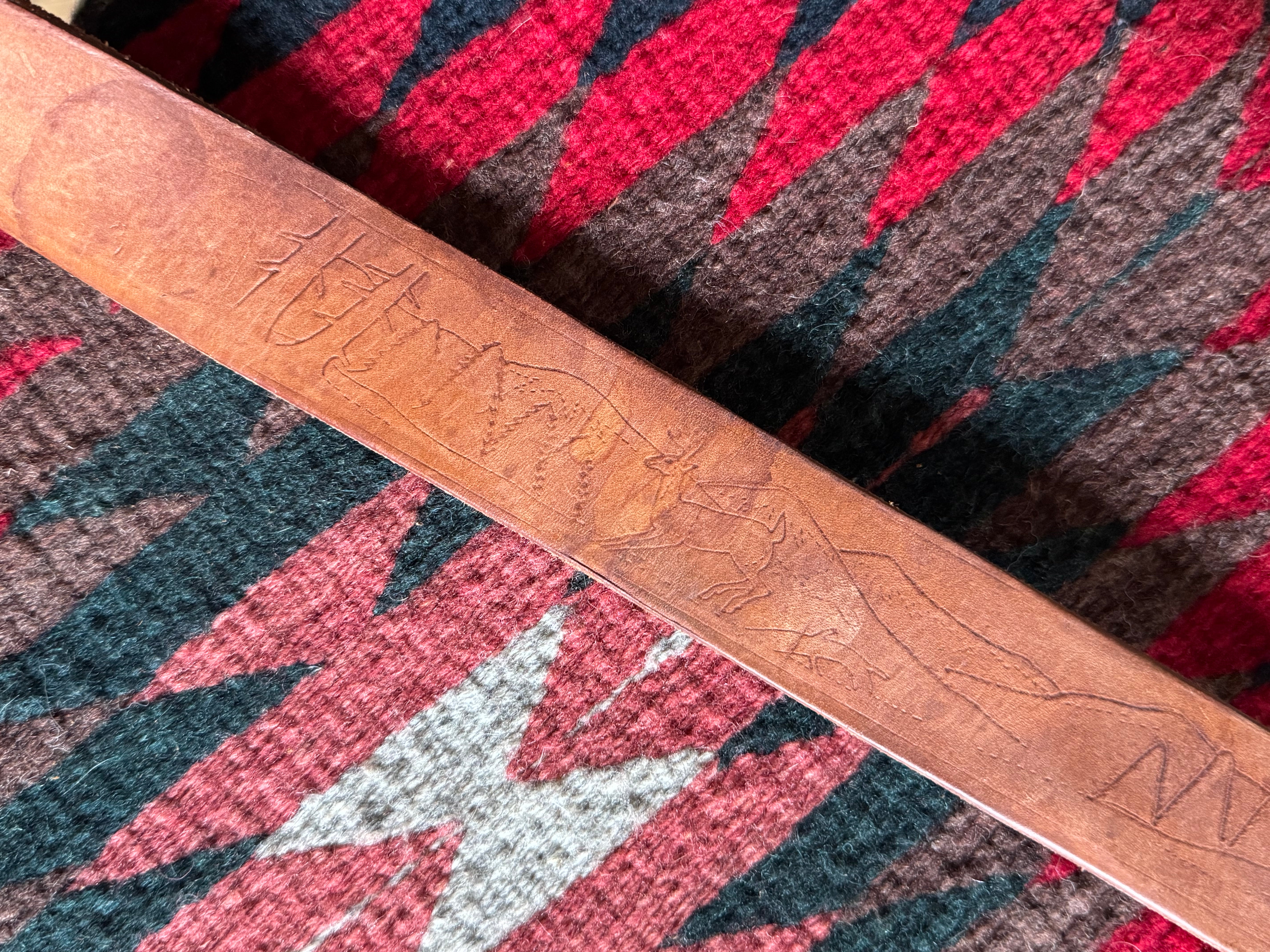Vintage Hand Tooled Brown Leather ‘NEVES’ Wildlife Belt