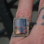 Vintage Sterling Agate Roper Ring 5.25