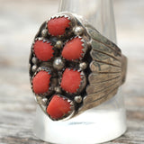 Vintage Sterling Coral Cluster Ring 11