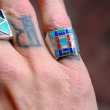 Vintage Sterling Multistone Inlay Ring 8