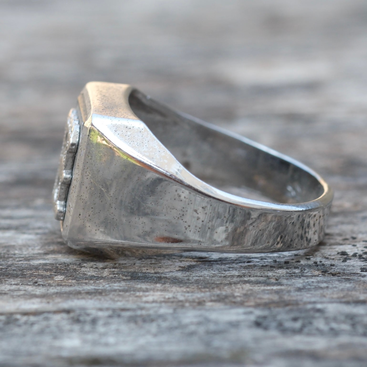 Vintage Sterling H Initial Signet Ring 6.75