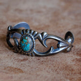 Vintage Sterling Turquoise Sandcast Cuff Bracelet
