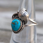 Vintage Sterling Turquoise Feather Ring 5.25