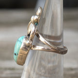 Vintage Sterling Turquoise Feather Ring 5.25