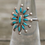 Vintage Sterling Turquoise Cluster Ring 5.5