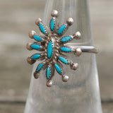 Vintage Sterling Turquoise Cluster Ring 5.5