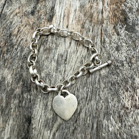 Vintage Sterling Silver Heart Chain Bracelet