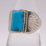 Vintage Sterling Turquoise Stamped Band Ring 8.5