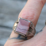 Vintage Sterling Agate Signet Ring 7.25
