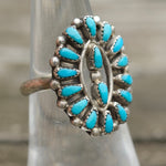 Vintage Sterling Turquoise Cluster Ring6.5