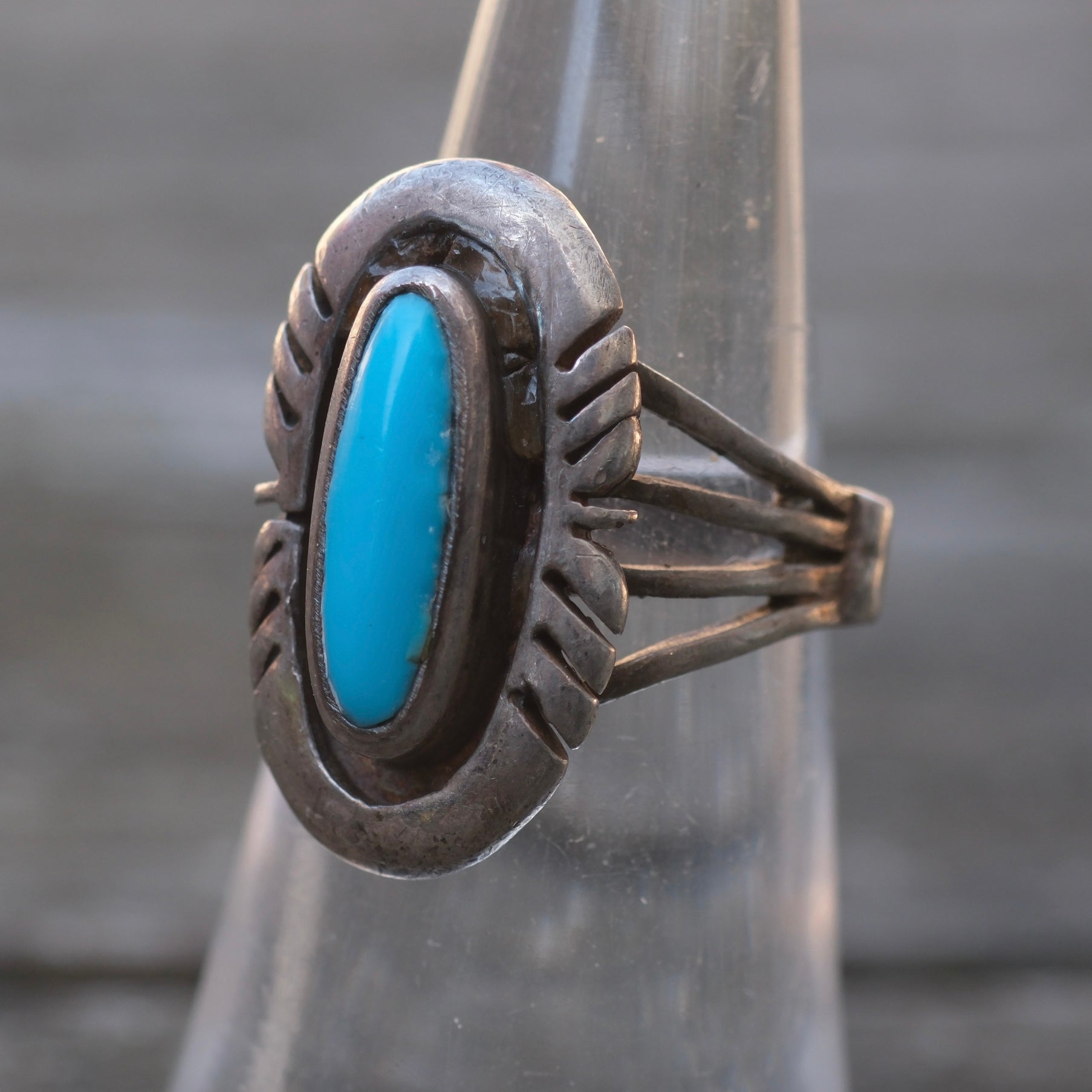 Vintage Sterling Turquoise Ring 5.75