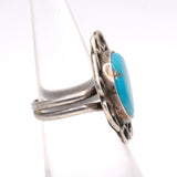 Vintage Sterling Turquoise Florette Ring 6.5