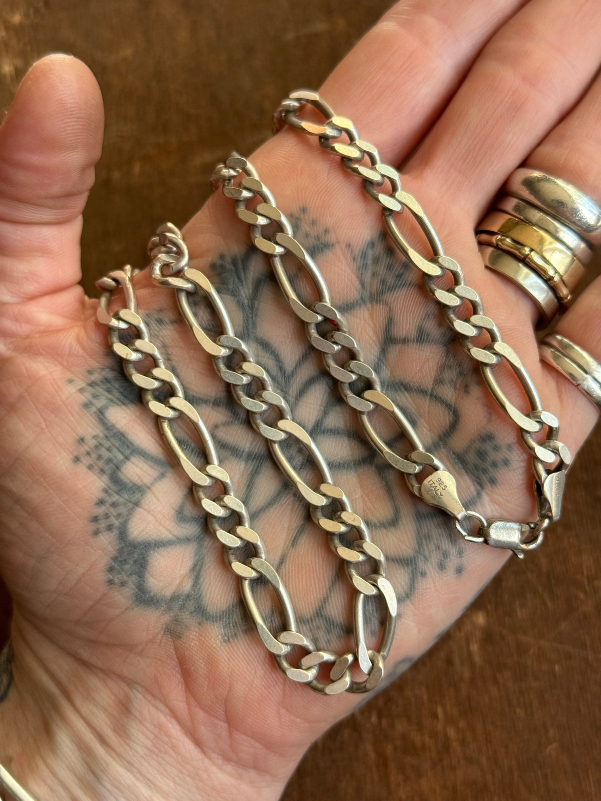 Vintage Sterling Silver 22” Figaro Chain