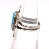 Vintage Sterling Turquoise Florette Ring 6.5