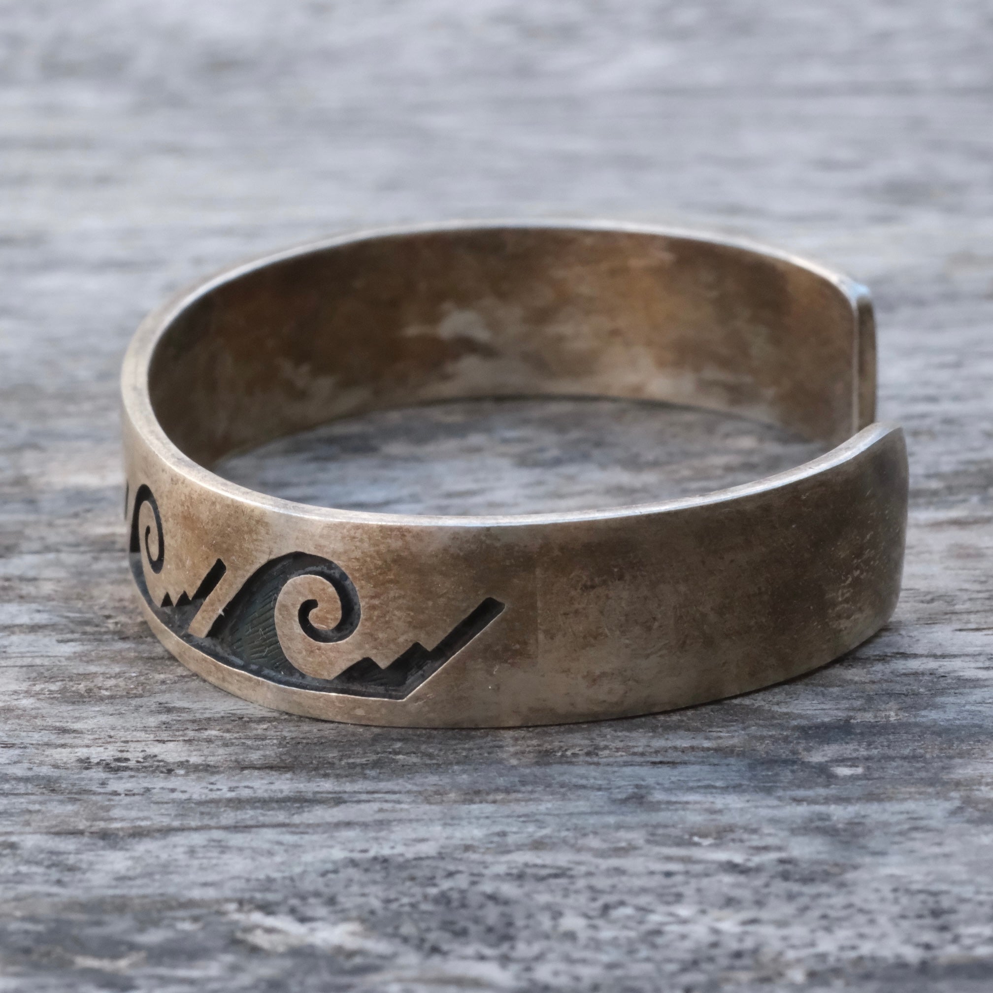 Vintage Sterling Stamped Cuff Bracelet