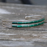 Vintage Sterling Malachite Inlay Cuff