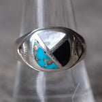 Vintage Sterling Multi Stone Inlay Ring 9