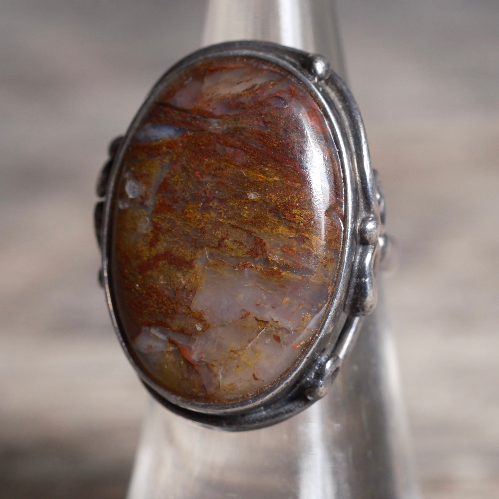 Vintage Sterling Agate Ring 5.75