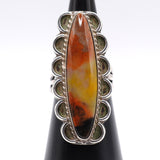 Vintage Sterling Petrified Wood Ring  6.5