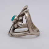 Vintage Sterling Silver Sandcast Turquoise Ring 7.5