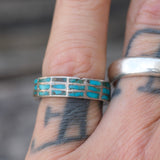 Vintage Sterling Turquoise Inlay Band 6.5