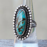 Vintage Sterling Turquoise Roper Ring 8.25