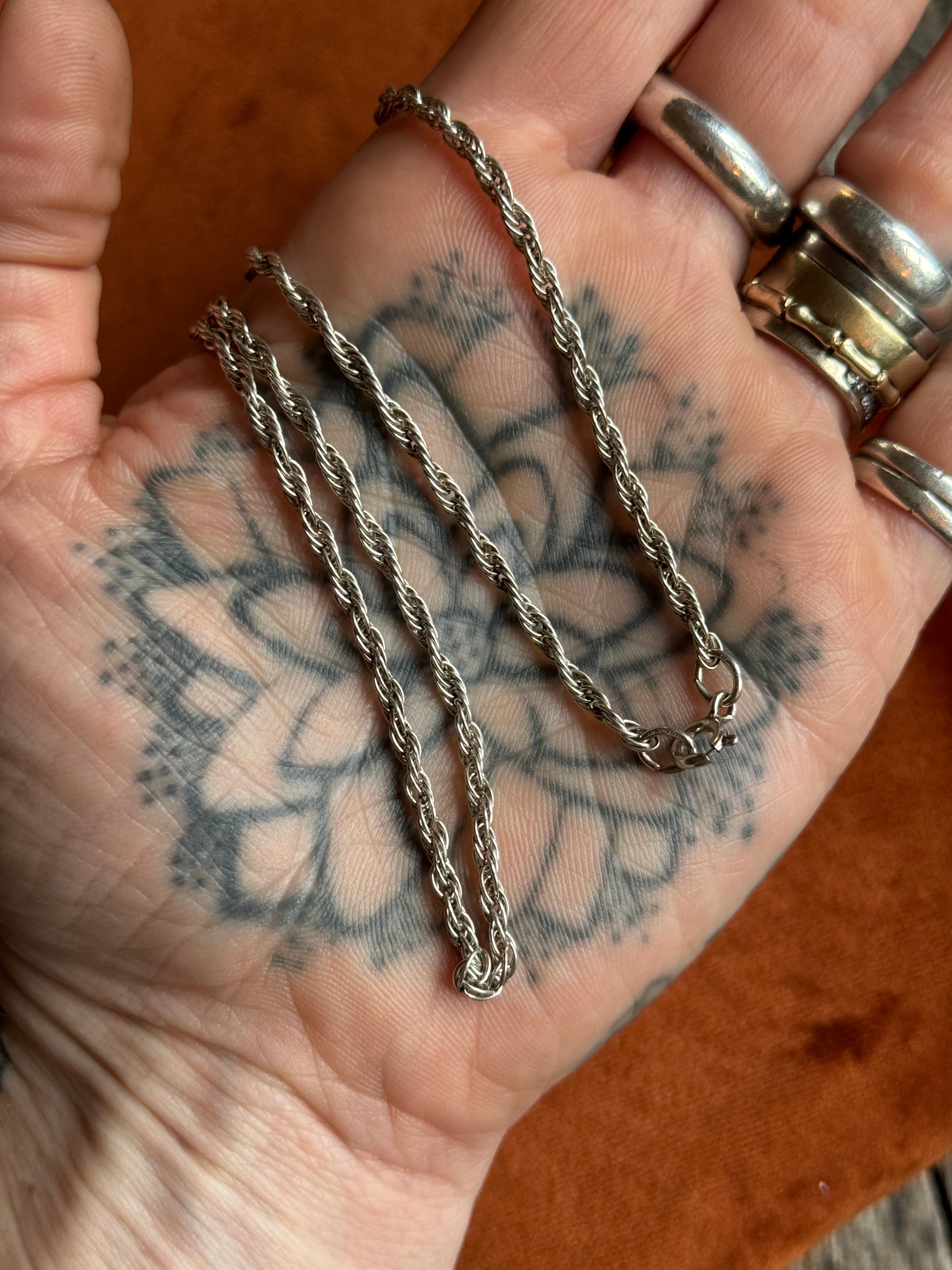 Vintage Sterling Silver 20” Rope Chain