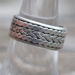 Vintage Sterling Silver Braided Spinner Ring 7.5