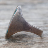 Vintage Sterling Crushed Turquoise and Coral Inlay Ring 11.5