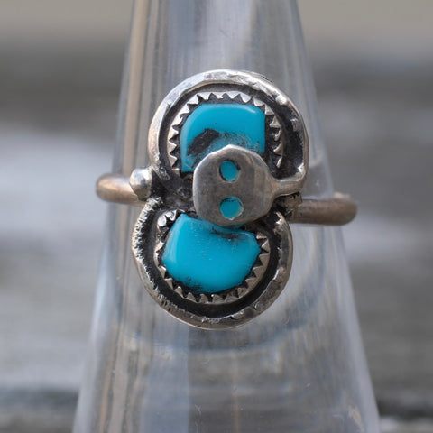 Vintage Sterling Effie Turquoise Snake Ring 6.75