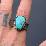 Vintage Sterling Turquoise Textured Ring 10.25