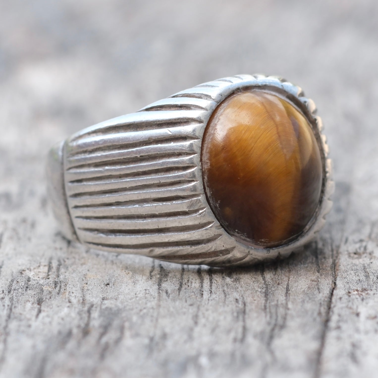 Vintage Sterling Tigers Eye Ring 9.5