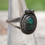Vintage Sterling Turquoise Roper Ring 6